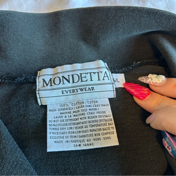 Vintage 90s Mondetta Embroidery Spellout 1/4 Zip Long Sleeve Mock Neck Large - Picture 5 of 5